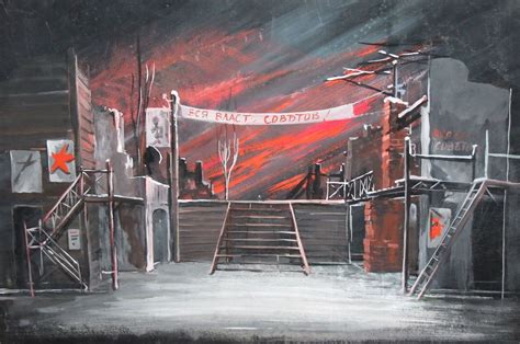 Russian Theatre Scene Stage Design Vintage Gouache Painting # ...