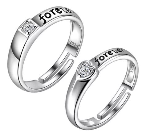 2 Anillos De Promesa Plata Fina 925 Amor Parejas Compromiso Cuotas