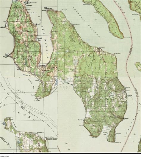 Whidbey Island Ca 1944 Usgs Old Topographic Map A Composite Etsy