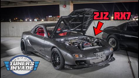 Tuners Invade Parking Garage Car Meet Two 2jz Swapped Rx7s 3 R34