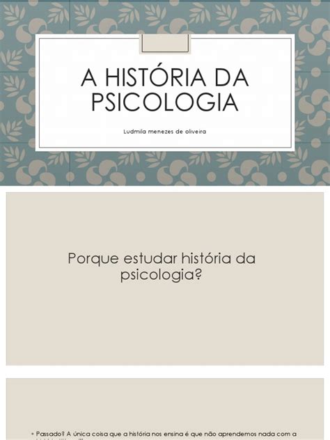 A História Da Psicologia Pdfpdf Psicologia E Ciência Cognitiva Alma