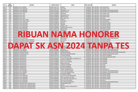 BERIKUT RIBUAN NAMA HONORER DAPAT SK ASN 2024 Tanpa Tes Langsung