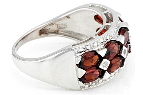 Ctw Oval Red Garnet With Ctw Round White Topaz Rhodium Over