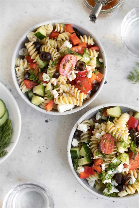 Healthy Greek Pasta Salad Gluten Free Erin Lives Whole