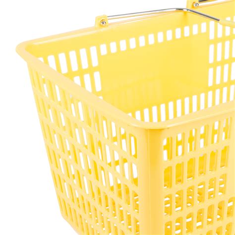 Yellow 18 3/4" x 11 1/2" Plastic Grocery Market Shopping Basket