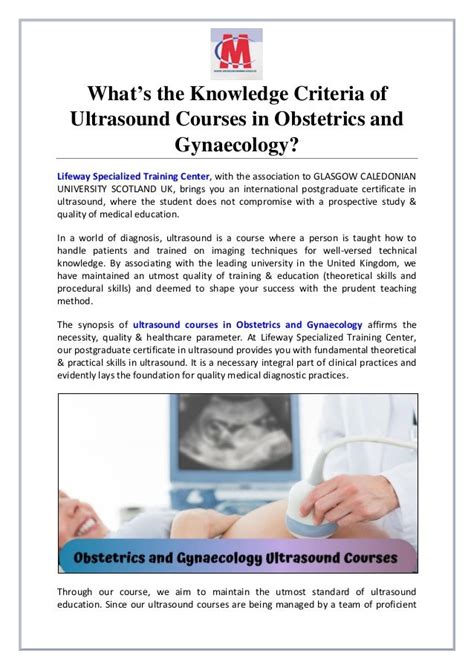 Criteria Of Ultrasound Courses In Obstetrics And Gynaecology