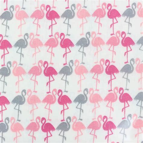 Tissu Coton Enduit Brillant Flamants Rose X Cm