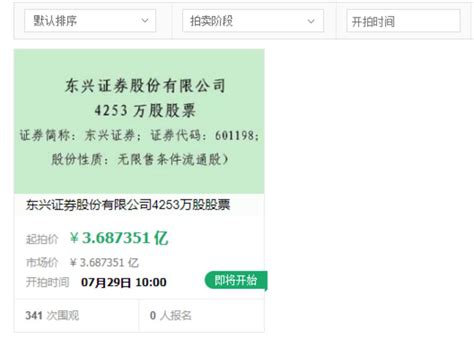 369亿起拍！这家券商4253万股沦入阿里拍卖澎湃号·媒体澎湃新闻 The Paper