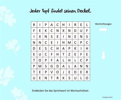 Wortsuchrätsel für Senioren mit vertrauten Sprichwörtern Spiele Spaß