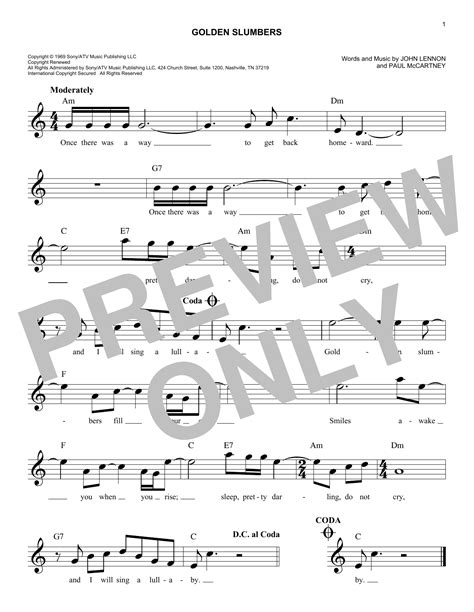 Golden Slumbers | Sheet Music Direct