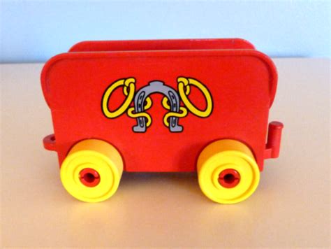 Vintage Lego Duplo Horse Trailer Red Yellow Ebay