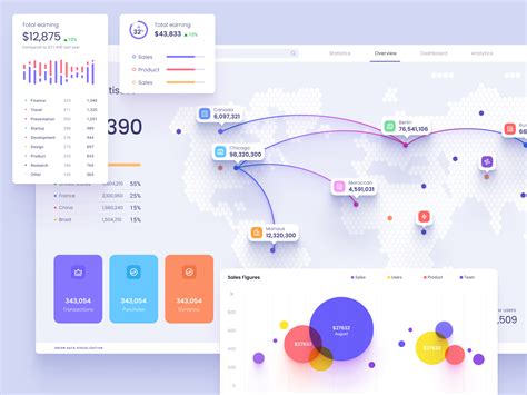 Template of data visualization on the world map by Alien pixels for ...