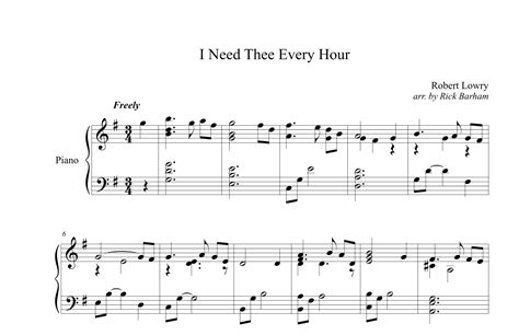 I Need Thee Every Hour Arr Rick Barham Sheet Music Robert Lowry