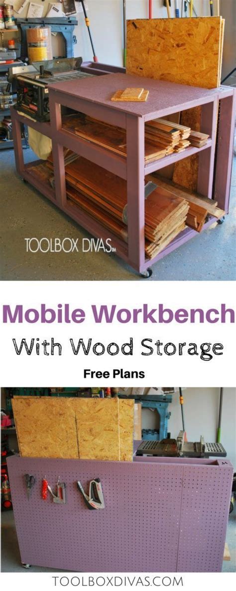 Table Saw Workbench with Wood Storage | Pegboard storage, Woodworking ...