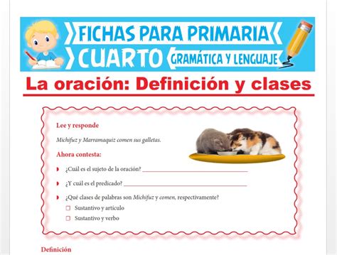 Fichas De Primaria Las Partes De La Oracion En Images