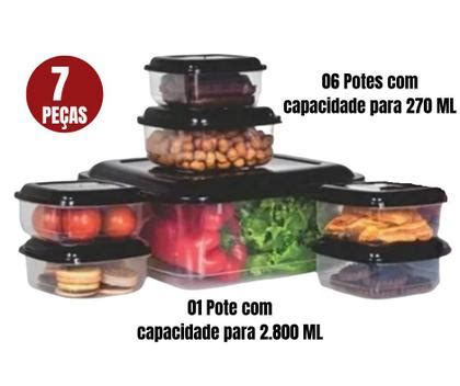 Jogo De Potes Mantimentos Marmitas Vasilhas Plasticas Para Freezer E