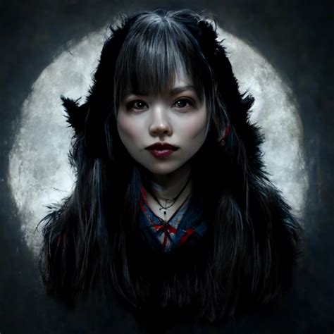 Gothic Japanese Girls Werewolf Portrait Realistic 8k Midjourney