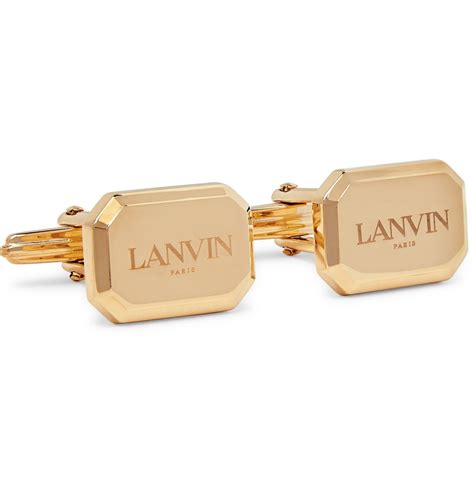 Lanvin Logo Engraved Gold Plated Cufflinks Gold Lanvin