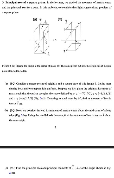 Solved 3 Principal Axes Of A Square Prism In The Lectures