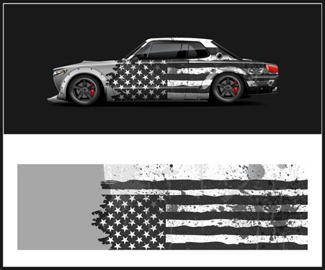 Premium Vector Car Wrap Illustration Grunge Usa Flag Background