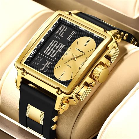 LIGE Fashion Gold Watch Men FOXBOX Top Brand Luxury Men S Quartz