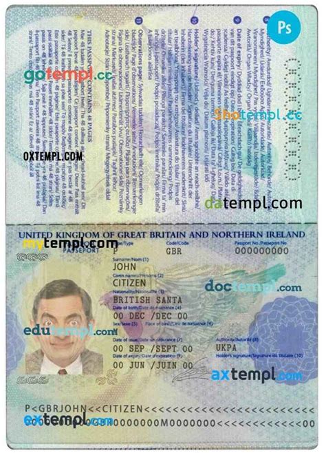 United Kingdom Passport Template In Psd Format Fully Editable 2006 2010 By Doctempl Store