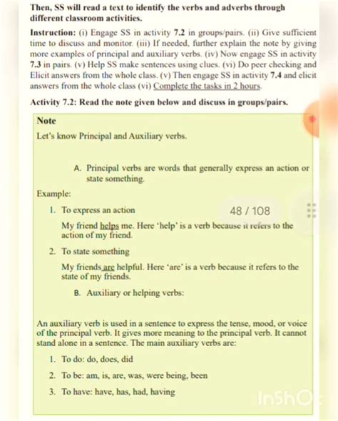 Principle Verb And Auxiliary Verb Noteenglish Grammarclass 7page 43