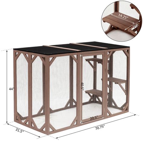 Pawhut 71 X 32 X 44 Large Wooden Outdoor Cat Enclosure Catio Cage