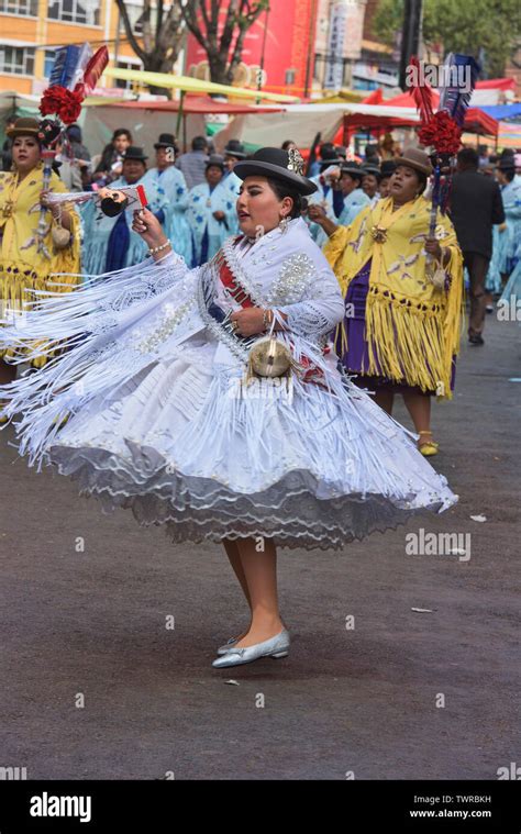 Cholita Dancing At The Gran Poder Festival La Paz Bolivia Stock Photo