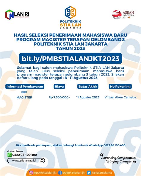 Hasil Seleksi Penerimaan Mahasiswa Baru Program Magister Terapan