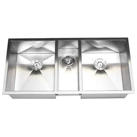 42 Inch 16 Gauge Stainless Steel Undermount Zero Radius Triple Bowl