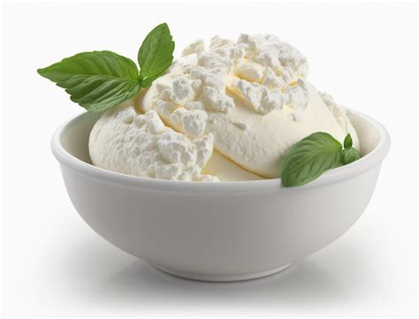 Premium AI Image A Bowl Of Vanilla Ice Cream With A Leaf On Top