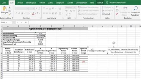 Optimale Bestellmenge Mit Excel Berechnen In