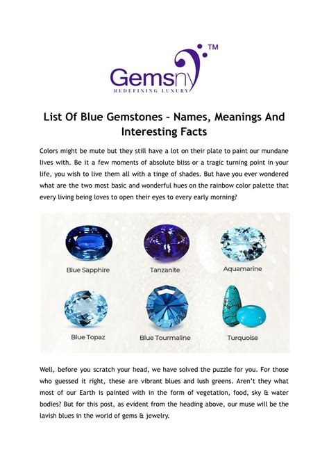 Ppt List Of Blue Gemstones Names Meanings And Interesting Facts