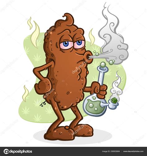 Poop Smoking Marijuana Cartoon Character Stock Vector Image by ©aoshlick #206503684