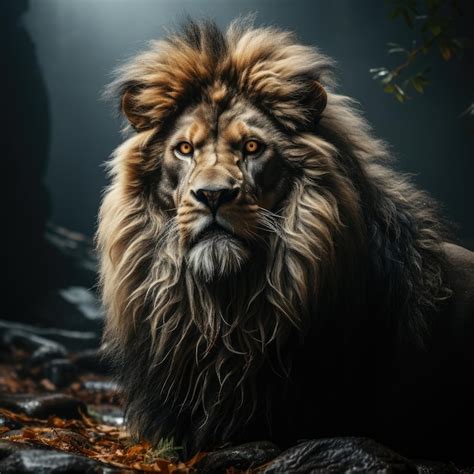 Premium AI Image | a lion with a mane of fur on the head