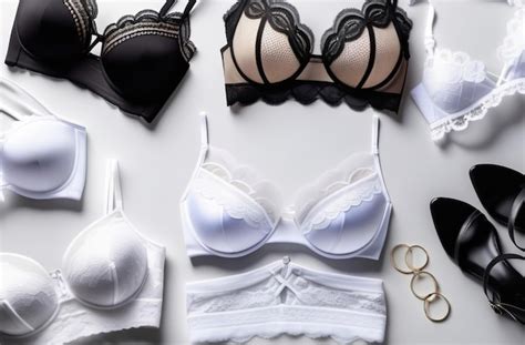 White Lacy Lingerie On White Background Sexy Bra Panties Flat Lay Top View Horizontal Banner