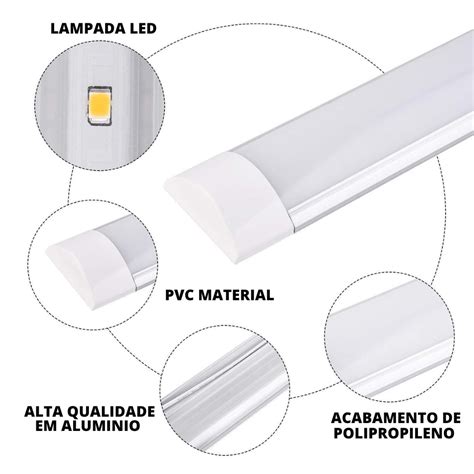 Lumin Ria Tubular Led W Linear Cm Branco Frio K Sobrepor Bivolt