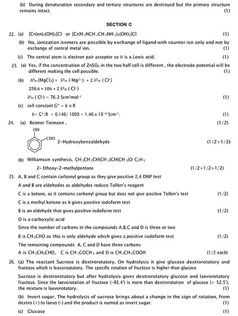 Cbse Class 12th Chemistry Sample Paper 2023 24 And Marking Scheme