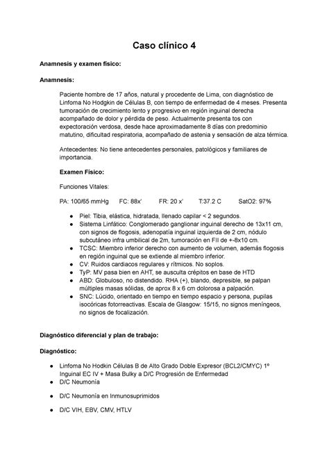 Caso 4 caso clinico Caso clínico 4 Anamnesis y examen físico