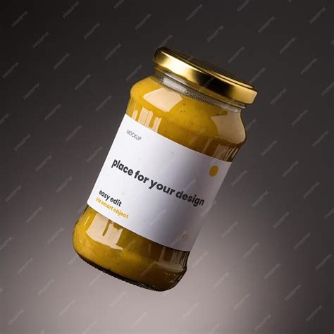 Premium Psd Mustard Jar With Blank Label