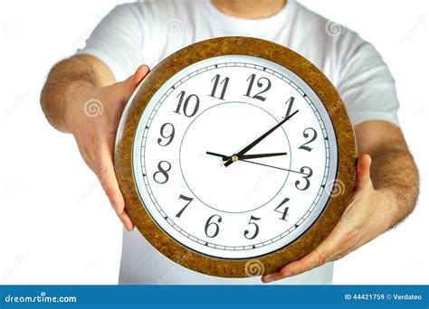 Man Holding Clock Stock Image Image Of Work Holding