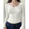 Emmiol Free Shipping Lace Trim White Ribbed Knit Top White M In