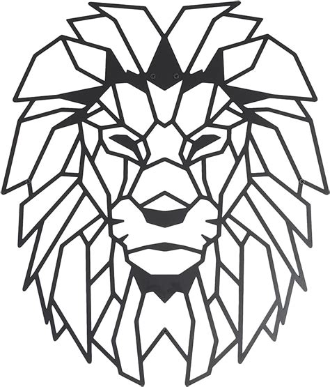 Amazon De Hoagard Lion Head Geometric Metal Wall Art By L Wenkopf