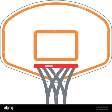 Classic Basketball Hoop Ring Net And Backboard Logo Simple Line Drawing