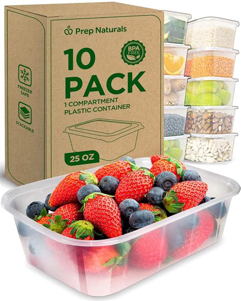 Prepnaturals 10 Pack Meal Prep Containers 10 Pack Of 25 Oz 100 Bpa Free Plastic