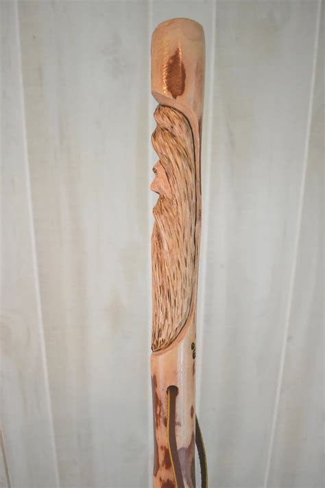 Hand Carved Walking Stick Wood Spirit Dogwood Hiking Stick 60 Ren