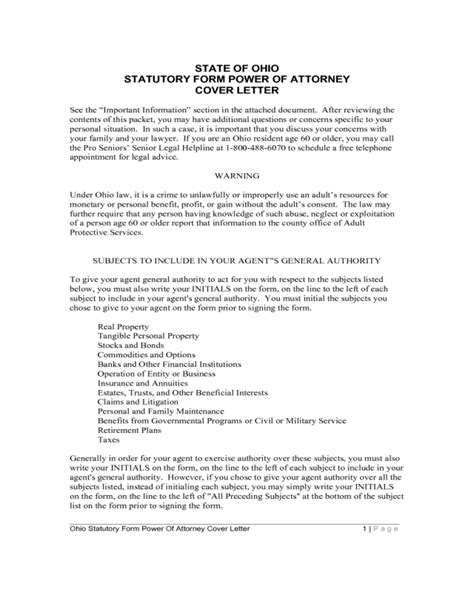 Statutory Form Power Of Attorney Ohio Edit Fill Sign Online