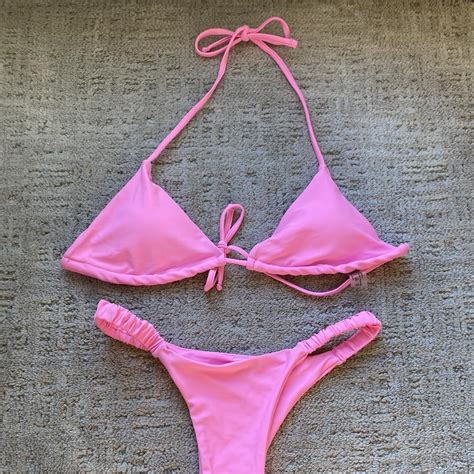 Shein Hot Pink Triangle Bikini Never Worn Size Depop