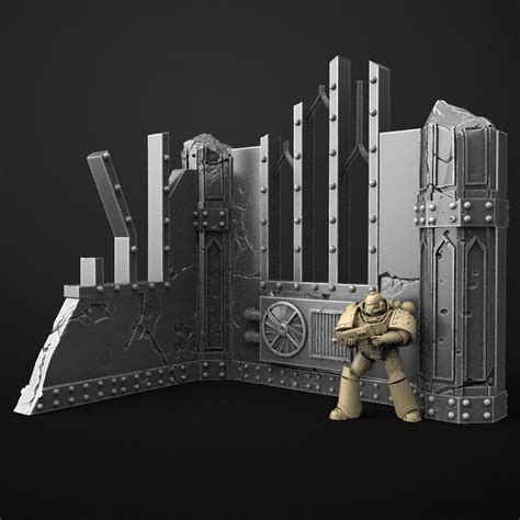 Free Obj File Terrain Wall For 40k Warhammer Or Futuristic Environment ⚔ ・3d Print Object To